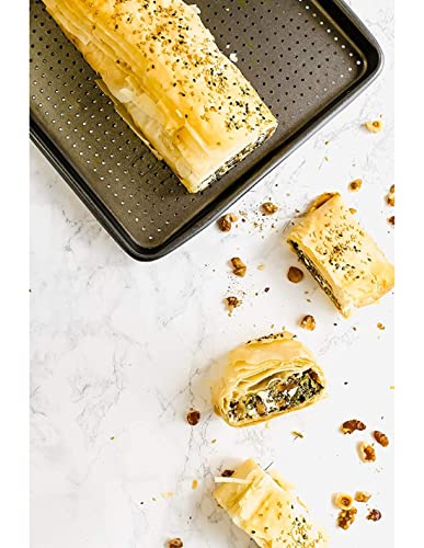 MasterClass Crusty Bake Backblech mit perforierten Löchern, Plätzchenform, Edelstahl-Backformen, 27 x 39 x 2cm, 1 Stück, Schwarz – Ansicht 3