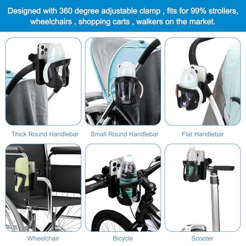 Image of Accmor Walker Cup Holder with Phone Holder, Wheelchair Cup Holder, Cup Phone Holder for Walker, Wheelchair, Rollator, Mobility Scooter