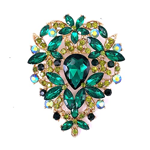 Image of SELOVO Leaf Bouquet Scarf Big Brooch Pin Broach Crystal Jewelry