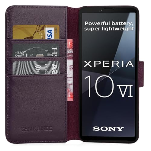 CHALK & HIDE Genuine Leather Wallet Case for Sony Xperia 10 VI (2024), Aubergine - Image 4