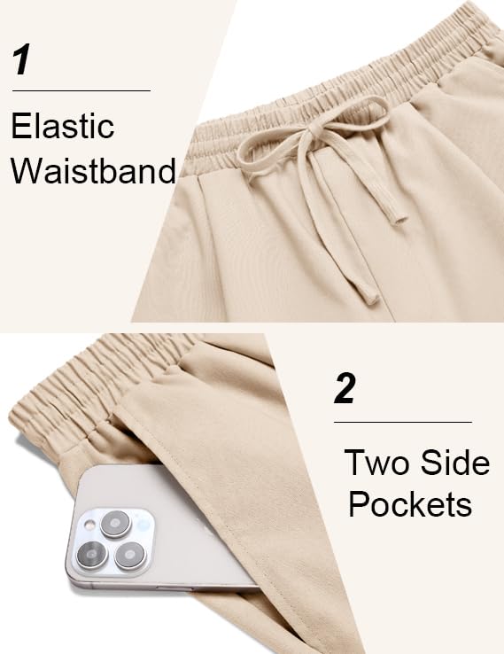 COOFANDY Men's Linen Casual Pants Lightweight Jogger Pants Elastic Waist Drawstring Yoga Beach Pants with Pockets