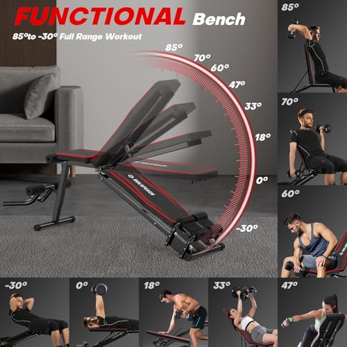 2-in-1 Ab Machine & Adjustable Weight Bench Workout Bench for Home Gym，Ab Workout Equipment for Stomach, Foldable Workout Bench for Full Body Strength Training - Thumbnail 5