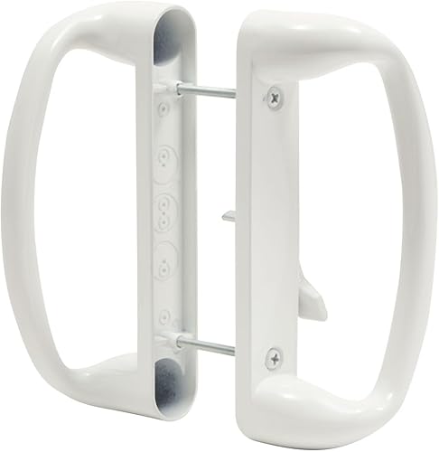 Miniatura 5 de Manija y cerradura de puerta corrediza de vidrio  Estilo embutido blanco fundido a presión, se adapta a espacios entre agujeros de 3-1516 pulgadas