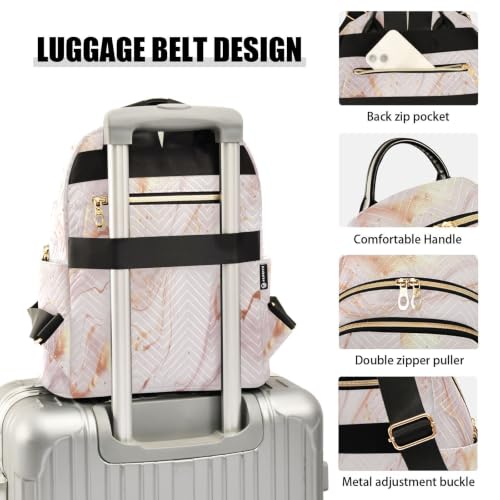 Mini sac à dos matelassé en marbre finition moderne rose doré