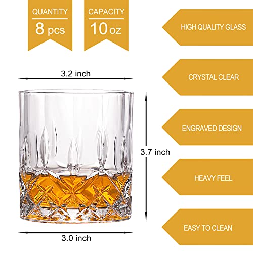 Touwmx Old Fashioned Whiskey Glasses, 10 Oz Scotch Glasses Set Of 8, Rocks Glasses Style Glassware For Cocktail Bourbon Lovers Rum Glasses Bar Whiskey Glasses #TOP3
