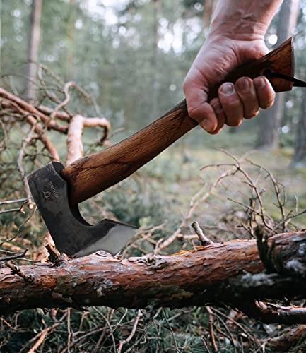 135-Inch-Hatchet-Camping-Axes-and-Hatchets-1065-Carbon-Steel-and-Beech-Handle-Survival-Hatchet-with-Leather-Sheath