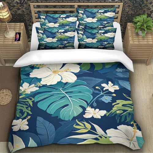 Housse de couette fleurs tropicales anti-plis et facile à repasser - 5