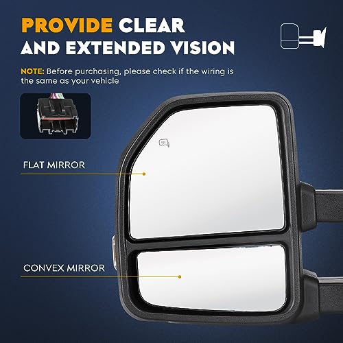 Towing Mirrors for Ford F-250 F-350 F-450 F-550 Super Duty 2017 2018 2019 Power Heated with Turn Signal Manual Folding Telescoping (1 Pair) by Aeagle - Image 5