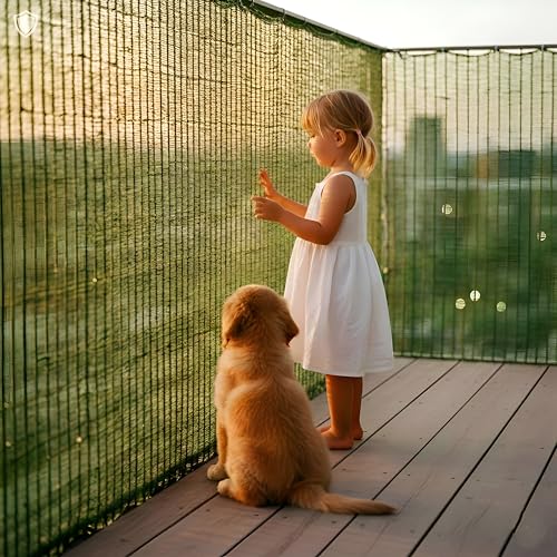 Image of RED WIND Baby Safety Net with Reinforced Edges | 4.5 x 15 Ft | Green | HDPE | 90% Shade UV Resistant Baby, Pet Safety Net for Balcony, Staircase, Railings