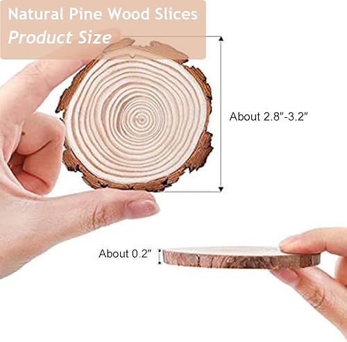 Miniatura 7 de 80 piezas de rebanadas de madera natural sin terminar  1-1.5 pulgadas  Kit de madera de bricolaje con corteza  para manualidades de madera,