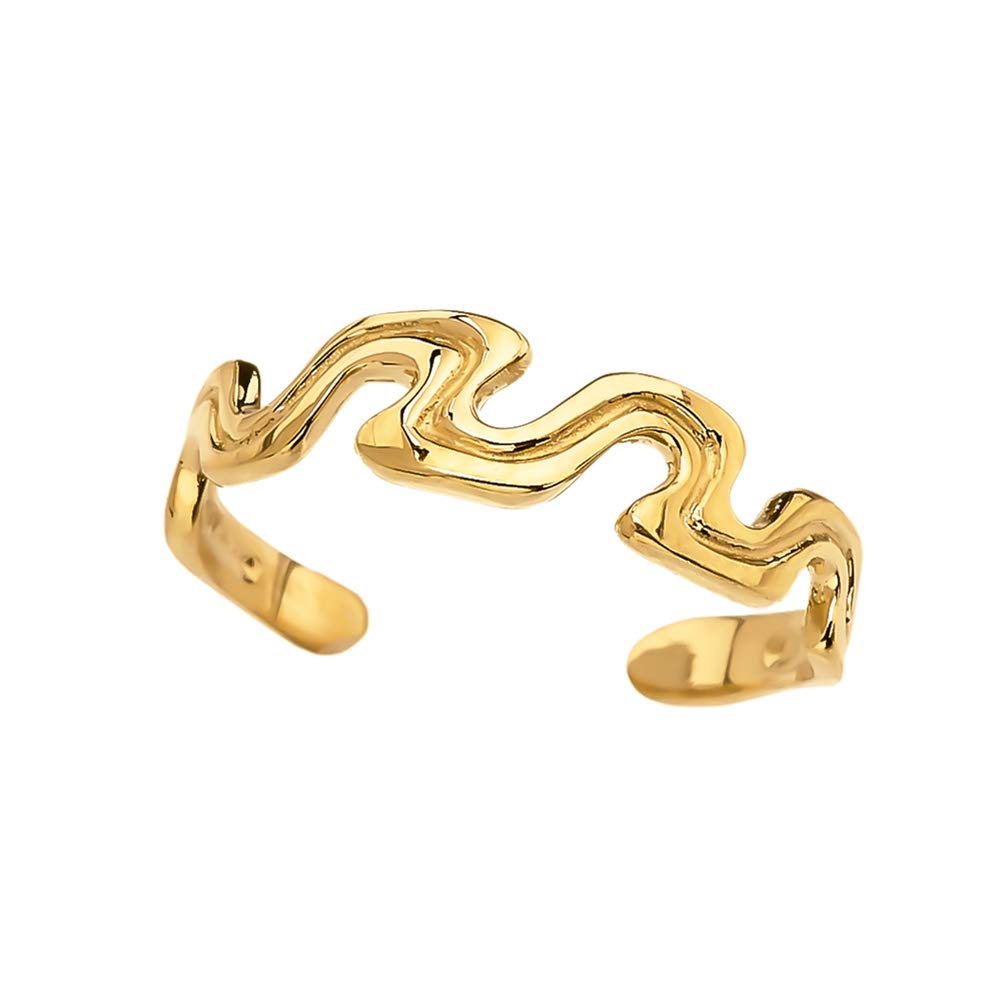 Yellow 9 ct Gold Wave Design Toe Ring