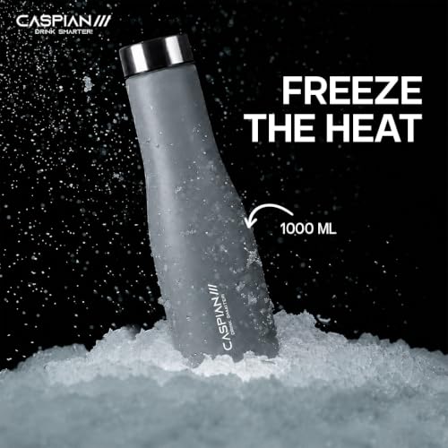 Image of Caspian Aqua Customised Stainless Steel Water Bottle 1L, G Goose with Logo Print - Personalised Water Bottle with Your Name Print for Kids Boys Girls School Office Gym- Perfect for Corporate Gifting