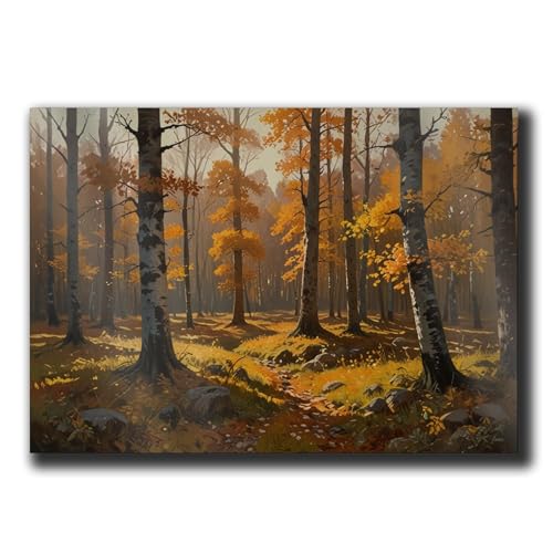 Amazon.com: Rustic Farmhouse Wall Art Decor, Autumn Forest Birch Tree ...