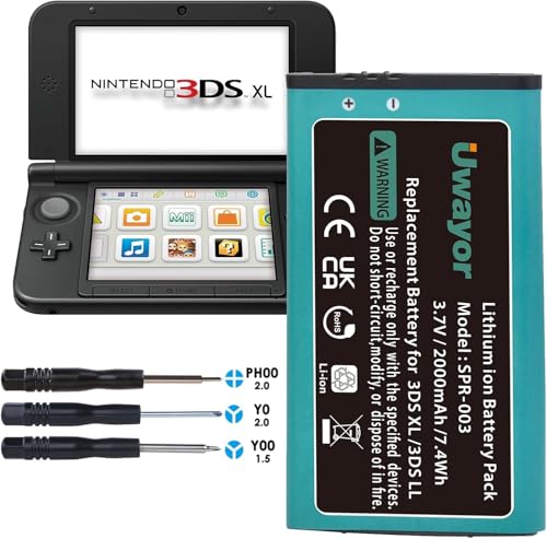 Uwayor 3DS XL Batería recargable SPR 003 de 2000mAh de iones de litio para Nintendo 3DS XL New 3DS XL 3DS LL Gamepad Joypad Batería
