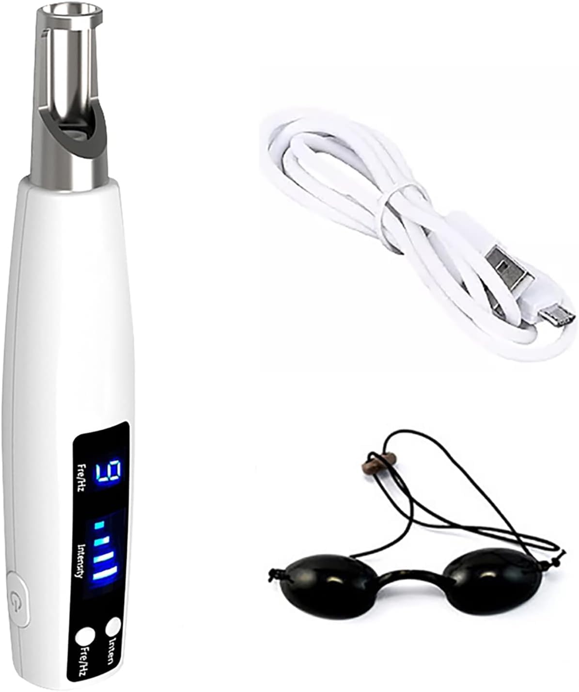 Stylo d'élimination des taches, stylo d'élimination des taches à pois pour enlever les tatouages cicatrices, 9 niveaux de fréquence et 4 niveaux d'intensité, Blue Light