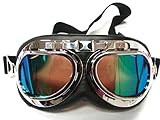 Oumers TMS WWII RAF Vintage Goggles, Aviator Pilot Style Motorcycle Cruiser Scooter Goggle, Bike Racer Touring Half Helmet Goggles, Cool MTB Bicycle Summer Winter Snowboard Windproof Glasses Colorful
