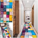 BAYUE Läufer Flur rutschfest Waschbar Küchenteppich Bunt Lange Vintage Kücheläufer Teppich Läufer Flur für Wohnzimmer Büro Schlafzimmer Esszimmer Korridor 50 x 150 cm