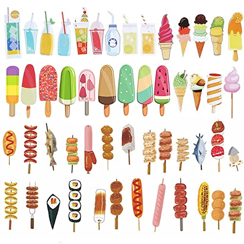 MJartoria 60 Pieces Cute Bookmarks for Kids Summer Cold Drink Food Theme Bookmarks Funny Cute Colorful Barbecue Bulk Bookmarks for Students Kids Adults (multicolored-60pcs)