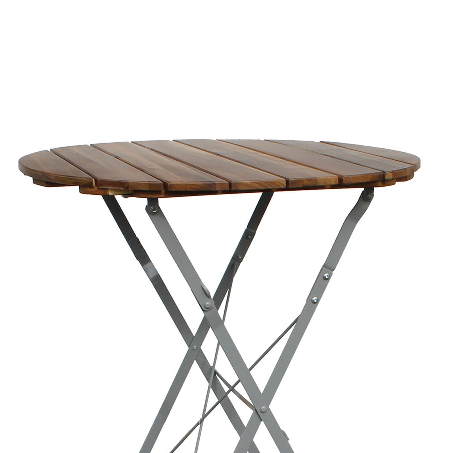 Mojawo Stehtisch Klapptisch Biergarten Stehtisch Tisch Gartentisch klappbar Akazie Stahl pulverbeschichtet Ø80 cm Höhe 110cm