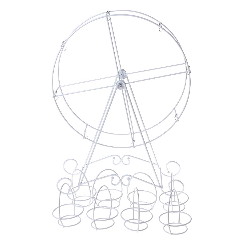 Fahia(ファヒア) White 8 Cup Metal Rotating Ferris Wheel Cupcake Dessert Stand Cake Holder Display Bir
