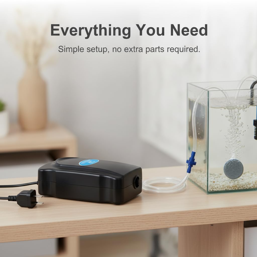 Aquarium Luftpumpe, leiser Betrieb, 12 W, 4 Anschlüsse