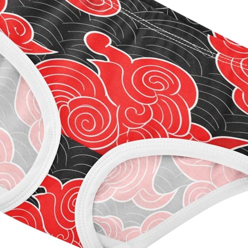Stylized Red Clouds Swirling Black Panties Little Girl Girls Underwear Toddler Cotton Print Undies Kids Briefs 2t4