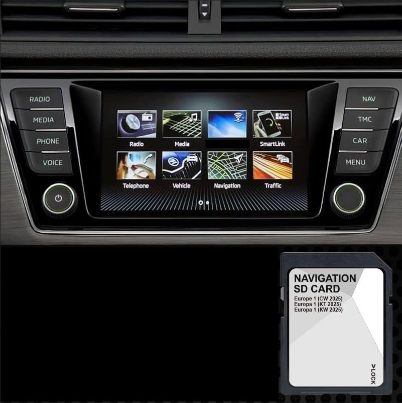 Carte SD Navigation GPS Europe - v20 ECE 2025-5L0051236DS - Compatible avec Skoda Amudsen - Discovery Media 2 MIB2 - Navigation AS - 32 GB