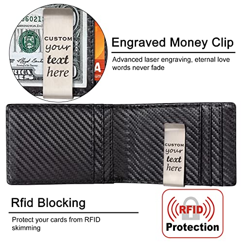kullder Custom Mens Wallet Slim Engraved Wallets with Clip Personalized Gifts for Men RFID Pocket Wallet Bifold Card Holder for Men Husband Boyfriend Dad Son Gift3
