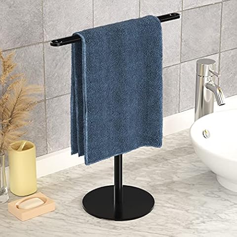 Towel Rack for Bathroom Hand Towel Holder T-Shape Headband Holder, Towel Hanger Freestanding Headband Holder ,Kitchen Towel Rack Balck Hand Towel Holder,Stainless Steel Waterproof Counter Organizer Cover