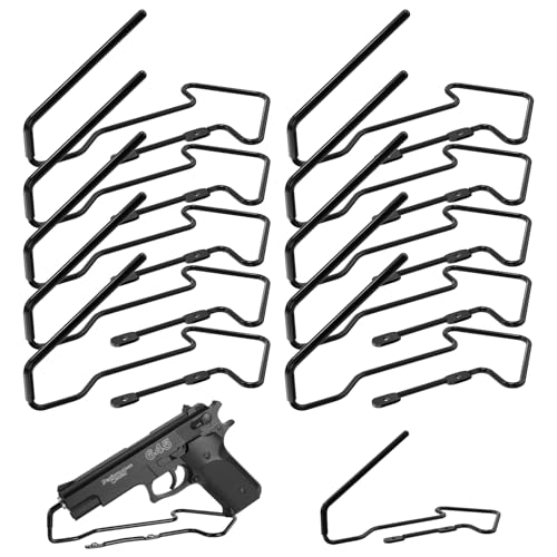 Adoreal 10-Pack Steel Pistol Stand with Vinyl Coating, Secure Pistol Holder & Gun Display Organizer for Safe & Cabinet, Pistol Rack for Gun Safe, Gun Rack Stand for Handguns & Revolvers