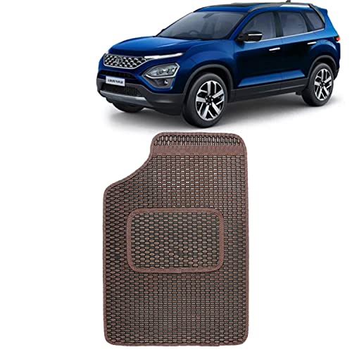 Image of Kingsway Dotted Design Car Floor Foot Mats Universal Fit for Tata Safari, Model Year : 2021 Onwards, Water and Dustproof, Color Brown, Set of 5 Pieces