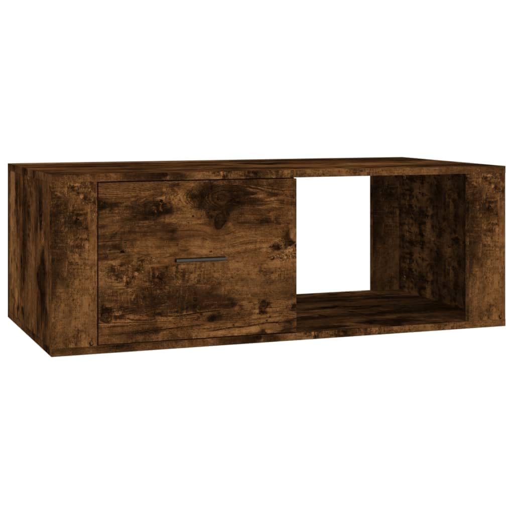 Table basse chêne fumé 100x50,5 cm, table de salon rectangulaire avec tiroir chic