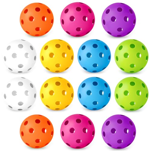 Coopay 14 Pack Baseball Practice Balls Plastic Training Balls Lightweight Hollow Softballs for Hitting, Baseball Training Indoor Outdoor Use (Multicolor)