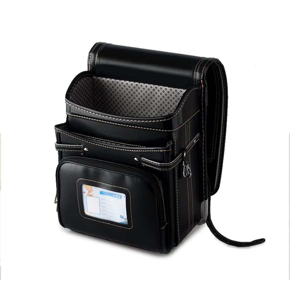 Schulranzen Automatischer Schulranzen PU-Leder-Rucksack Leichter Bücherrucksack für, 26 * 16 * 36 cm, Schwarz (Blau)