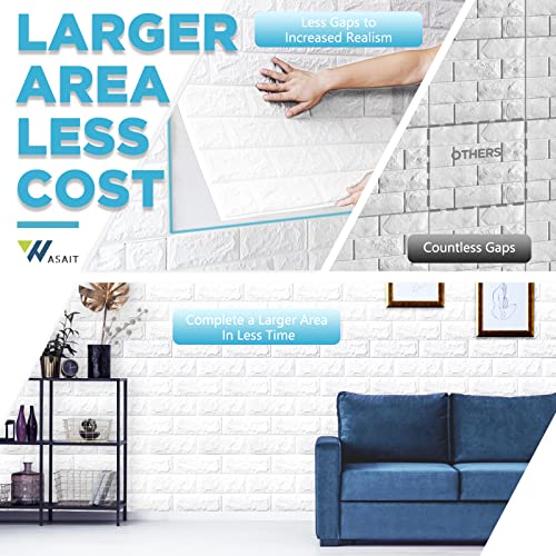 Wasait 3D Wall Panels For Interior Wall Decor White Brick 10/20Pcs 56.9 Sq Feet Large Size Paintable 3D Foam Textured Wall Panel Peel And Stick Self Adhesive 77X70Cm Wallpaper Living Room Bedroom Wall #TOP3