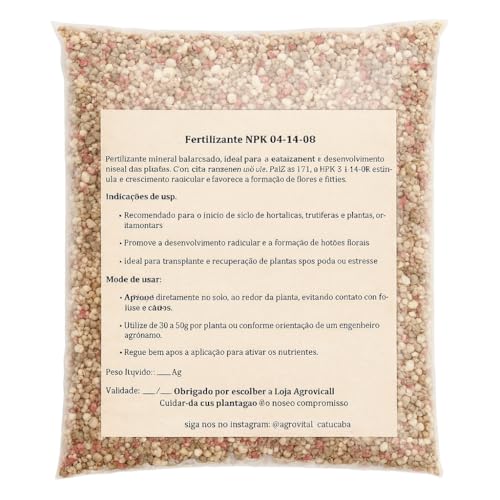 Fertilizante NPK 04-14-08, 2kg, Balanceado para Hortaliças, Frutí...