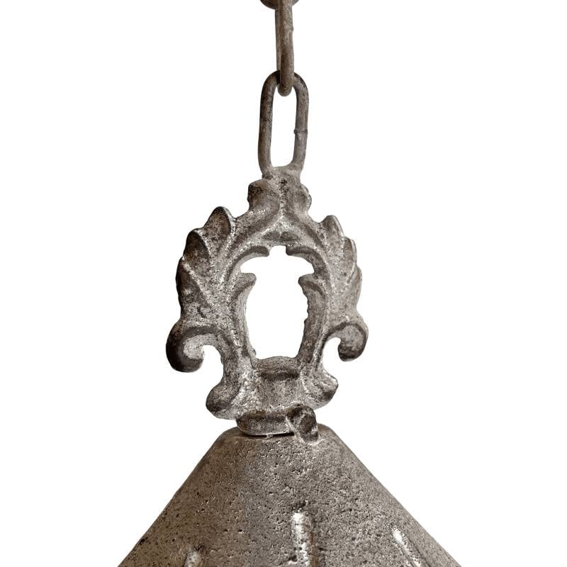 L'Héritier Du Temps Vogeltränke, zum Aufhängen, Pagode, Vogelbad, Kette, Tränke, Blech und Gusseisen, grau, 20 x 20 x 70 cm