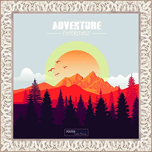 Poster Palooza 6X6 Ornate White Washed Wood Picture Square Frame - Picture Frame Includes Uv Acrylic, Foam Board Backing, & Hanging Hardware! #TOP5