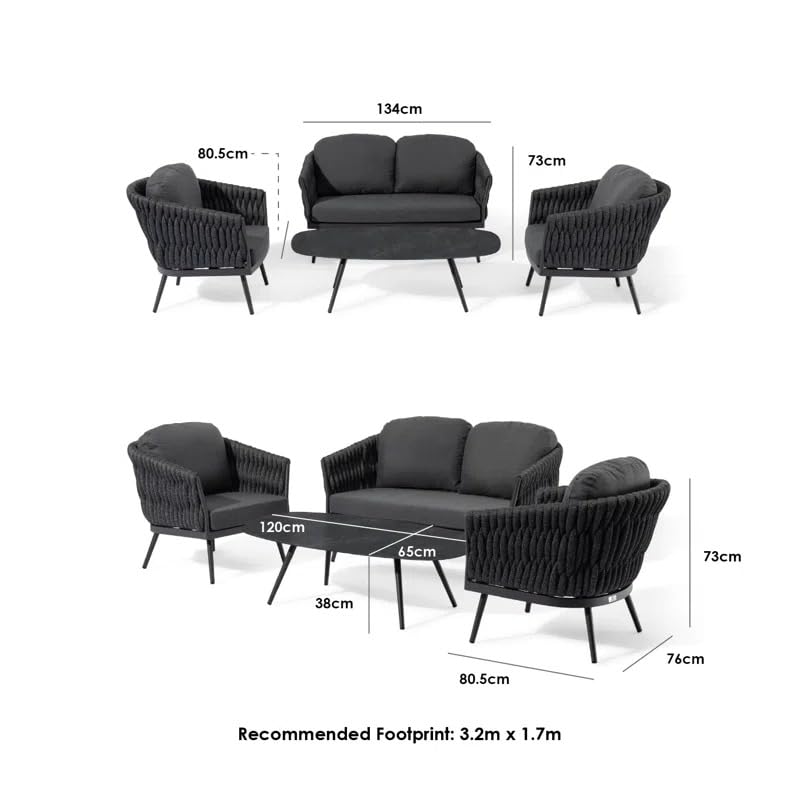 Image of Outdoor Sofa Set for Garden | Patio Furniture Set | Conversation Set Premium Waterproof HDPE Rope and Powder Coated Iron Frame All Weather Resistant(Grey)