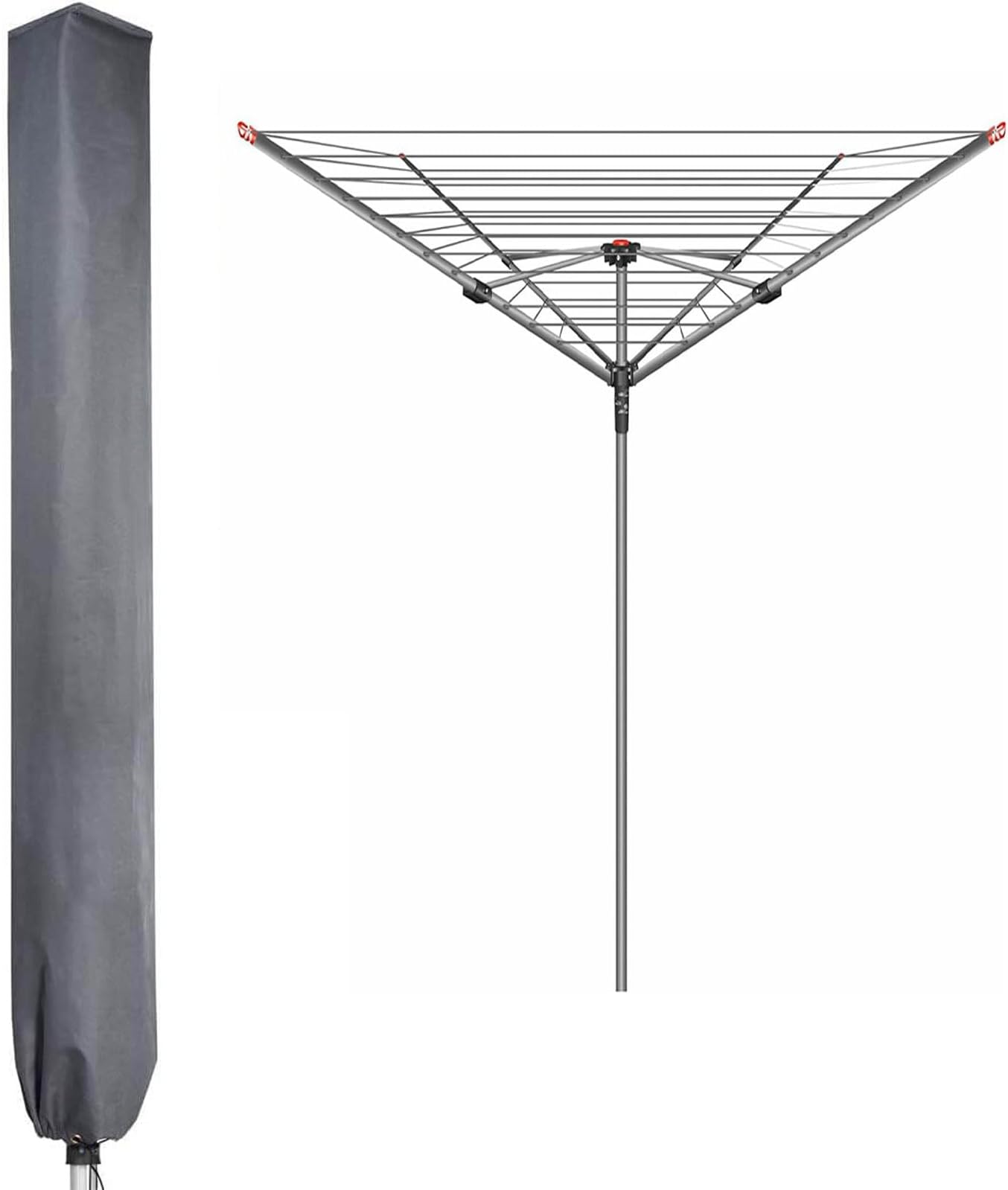 Large Whirly Rotary Washing Line Cover 16x16x180cm Universal Premium Durable ⌠Oxford fabric + PVC⌡ Protective Cover, Grey