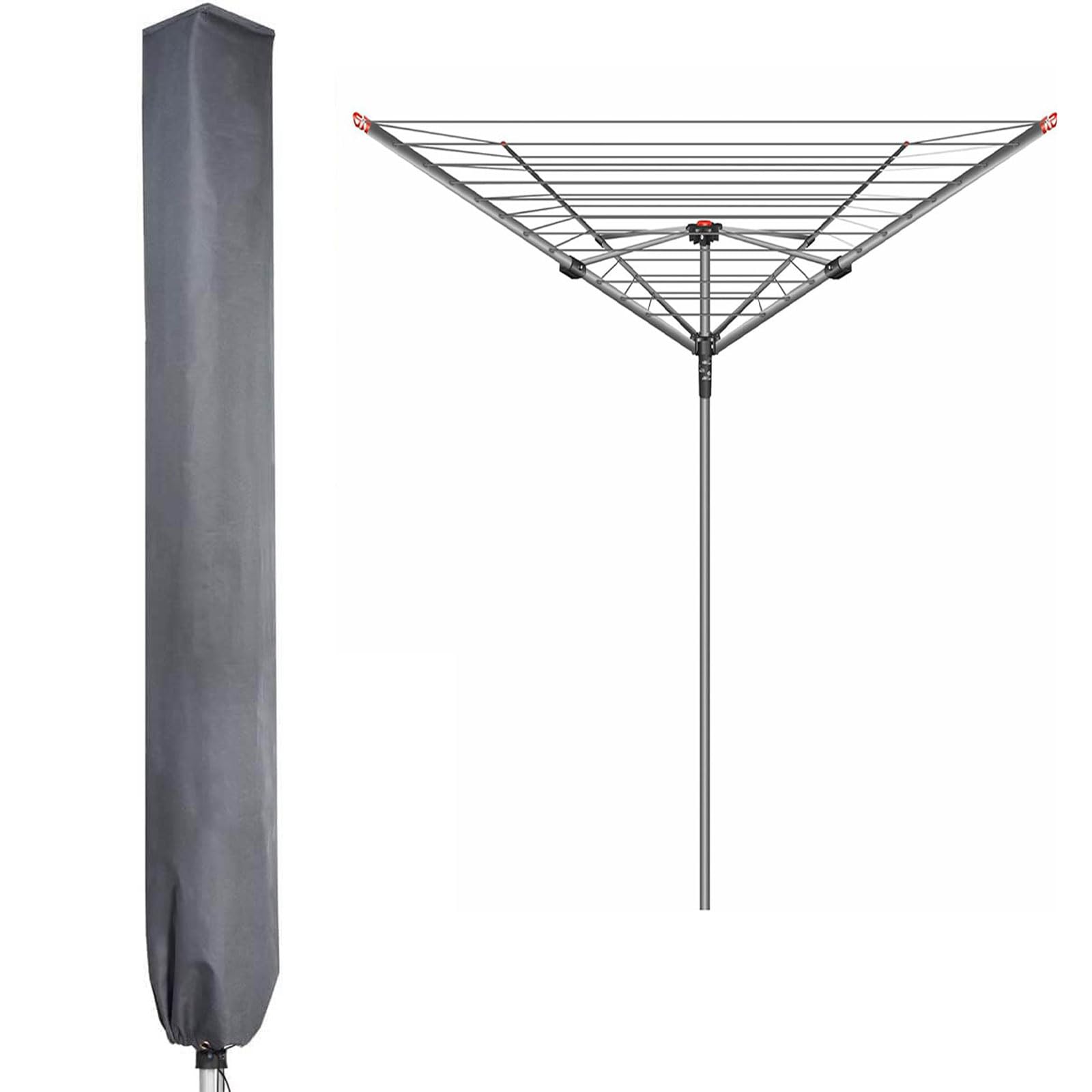 Patio Plus Grey Rotary Washing Line Cover 16X16x165cm Waterproof Rotary Dryer Cover Clothes Airer With Zip 600D High Density Oxford Pvc Coating,