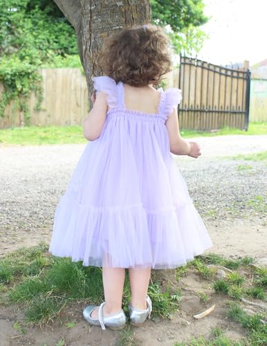 Image of Arshiner Toddler Tulle Dress for Girls Layered Tutu Ruffle Dresses Swing Twirly Fairy Summer Birthday Party Wedding Sundress