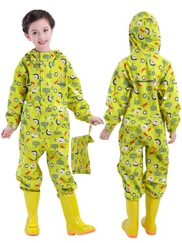 Temhou Impermeables para Niñas Chubasqueros de Una Pieza Niños Chaquetas Ligero Capa de Lluvia Bebé Encapuchados Impermeables Traje de Lluvia Niños