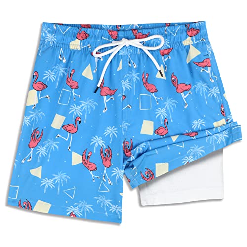 Milankerr Boys Board Shorts With Soft Liner Underwear Size 14-16 Anti Chafe Short Style(Blue Flamingo,14-16) #TOP17