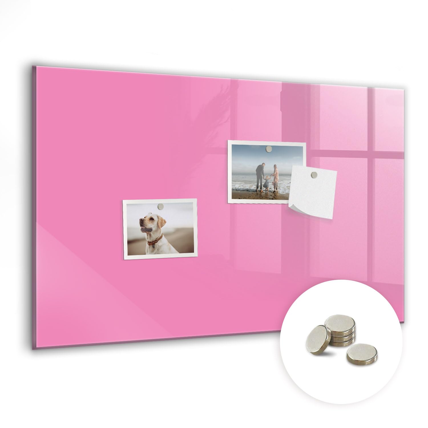 Magnetisches Glas-Whiteboard mit Neodym-Magneten | Premium Glastafel für Wandmontage | Beschreibbar, leicht zu reinigen & perfekt für Büro oder Küche - 60x40cm Rosa Farbe