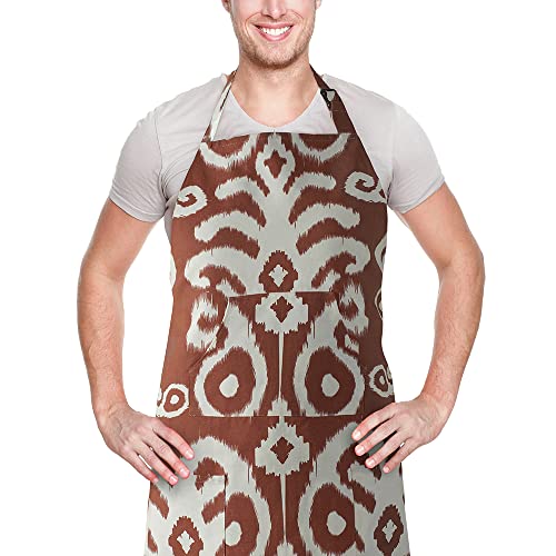 Image of HPD Half Price Drapes Aprons for Men Women with Large Pockets Adjustable Unisex PRTW-D38B-AP Srilanka Printed Cotton, 27 X 34 Inch, Srilanka Rust