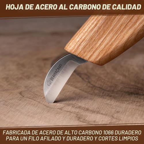 Miniatura 5 de Beavercraft Cuchillo Para Tallado De Virutas C6 2,5 Cm Herramienta De Tallado Para Principiantes Y Niños Cuchillo Pequeño Para Whittling Y Detalles