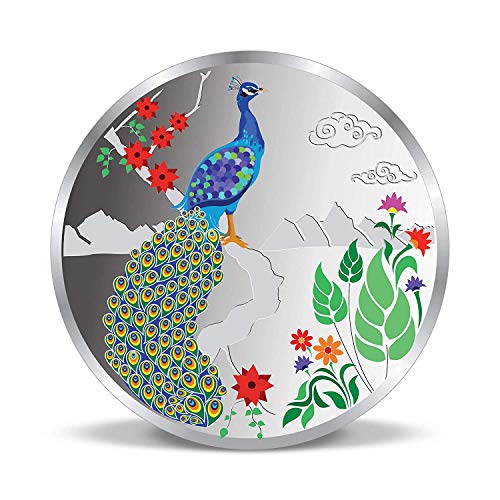 Image of Precious Moments Peacock Rangoli Silver Coin 10 Gram | 20 Gram | 50 Gram | 100 Gram BIS Hallmarked 999 Purity with Gift Box by ACPL