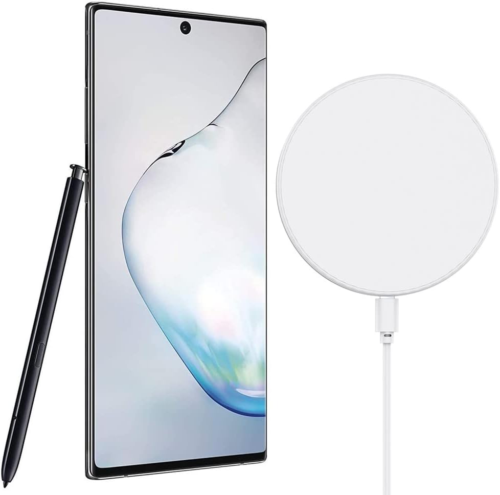 Samsung Galaxy Note 10 (256GB, 8GB) 6.3" AMOLED, IP68 Water Resistant, Snapdragon 855, 4G LTE Fully Unlocked (T-Mobile, Verizon, Global) N970U (w/ P1300 Fast Wireless Charging Pad, Aura Black)