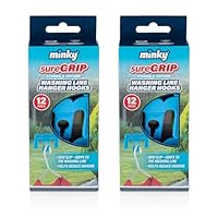 Minky Sure Grip Washing Line Hanger Hooks, 24 Pack Hangers for Clothes for Rotary Washing Line & Retractable Washing Line, Windproof & Non-Slip Clothes Pegs